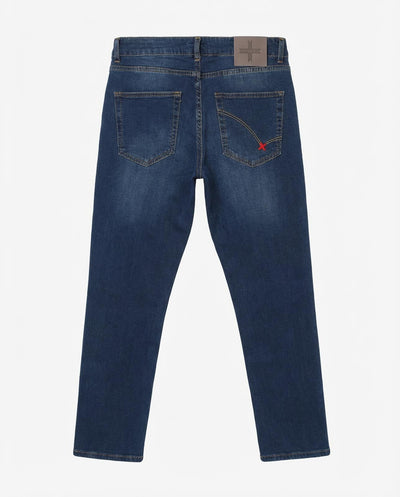 Jeans regular fit Ronnie in tono medium blue con accessori logati