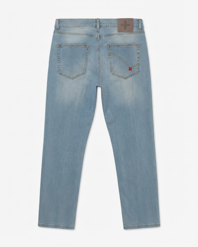 Jeans capri fit Cocker in tono stone bleach