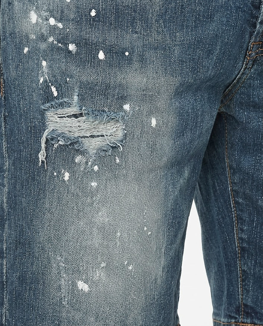 Bermuda jeans relaxed fit Axel in tono medium blue