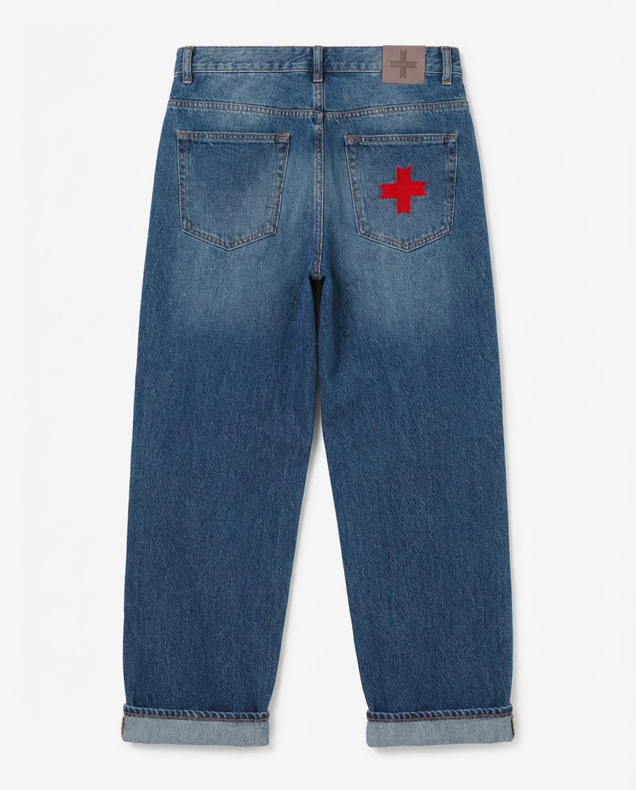 Jeans baggy fit in tono medium blue