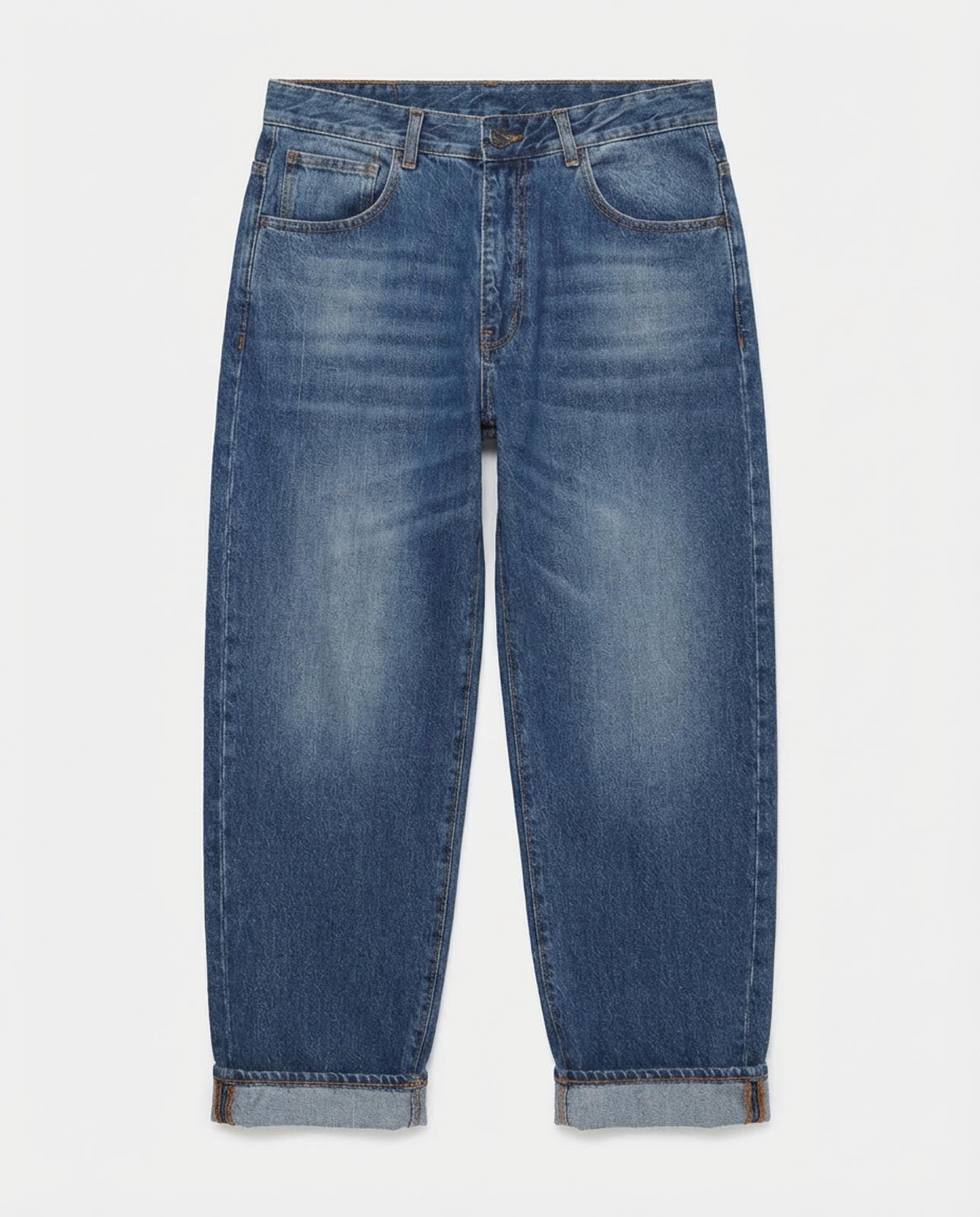 Jeans baggy fit in tono medium blue