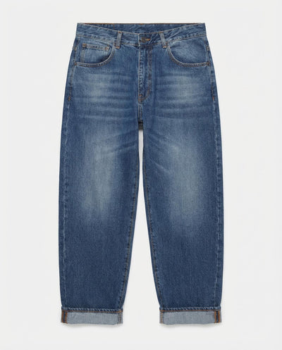 Jeans baggy fit in tono medium blue